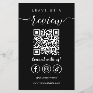 Leave Us A Review Qr Code Social Media Logo Black Flyer