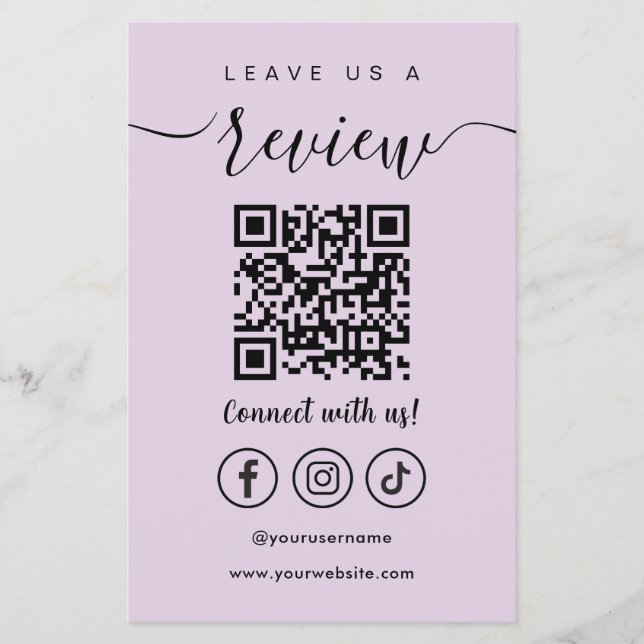 Leave Us A Review Qr Code Social Media Logo Flyer (Front)