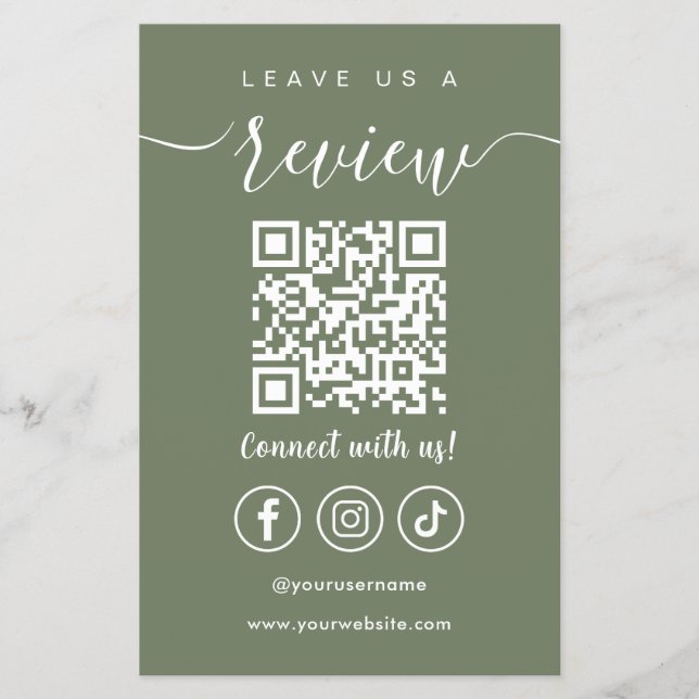 Leave Us A Review Qr Code Social Media Logo Flyer (Front)