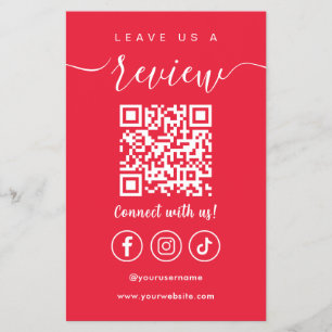 Leave Us A Review Qr Code Social Media Logo Red Flyer