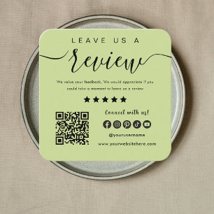 Leave Us A Review Qr Code Social Media Logo Square Business Card