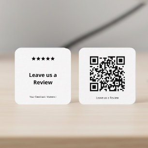 Leave Us a Review QR Code Square Business Card