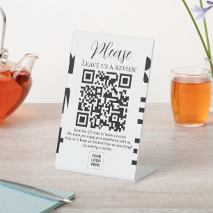 Leave us a Review QR code with your own background Pedestal Sign