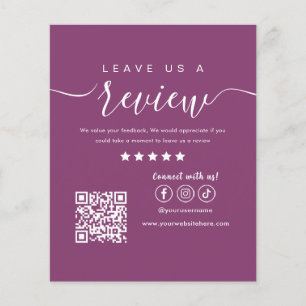 Leave Us A Review Social Media Logo Berry Purple Flyer