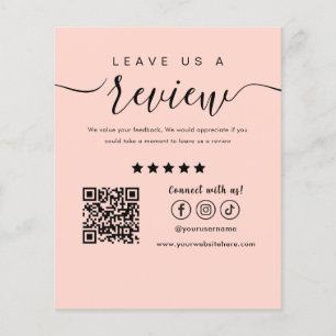 Leave Us A Review Social Media Logo Blush Pink Flyer