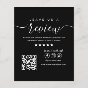 Leave Us A Review Social Media Logo Trendy Black Flyer