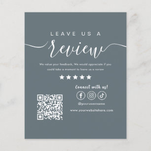 Leave Us A Review Social Media Logo Trendy Navy Flyer