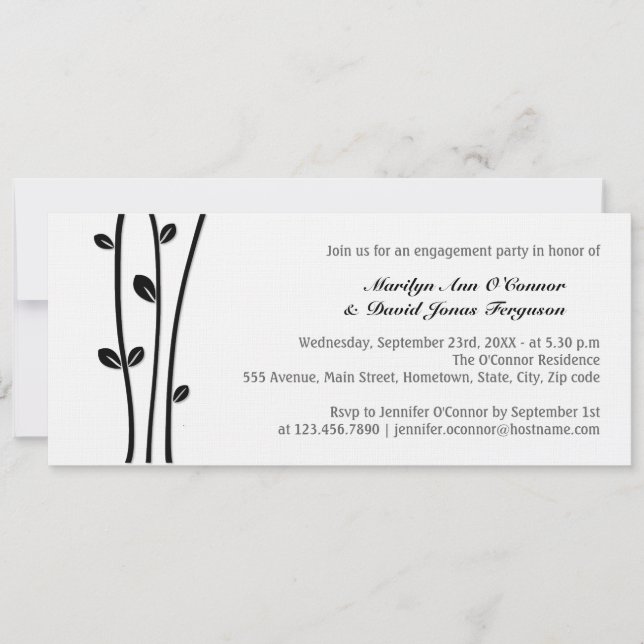 Leaved Black Branches Invitation (Front)