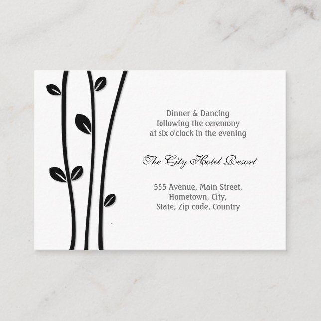 Leaved Black Branches Reception Enclosure Card (Front)