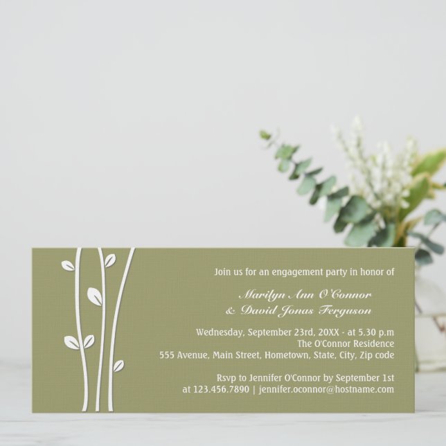 Leaved White Branches Invitation (Standing Front)