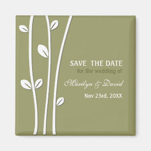 Leaved White Branches Save The Date Magnet