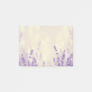 Leavender flowers dreamy background post-it notes