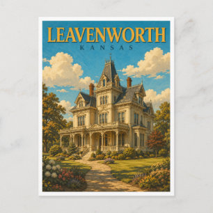 Leavenworth Kansas Carroll Mansion GeoSaga Postcard