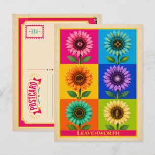 Leavenworth Postcard Kansas Sunflower Vintage Pop