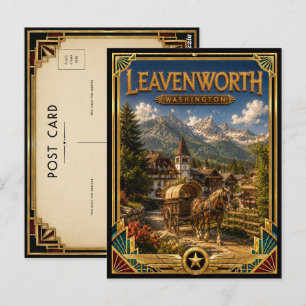 Leavenworth Washington Vintage Art Deco Golden Age Postcard