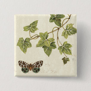 Leaves and a Butterfly 15 Cm Square Badge