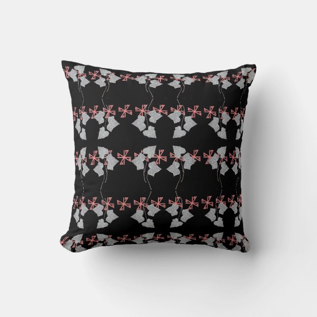 Leaves And Asterisks Black  Cushion (Front)