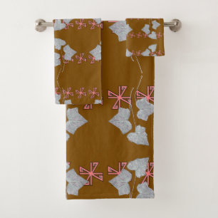 Leaves And Asterisks Brown  Bath Towel Set