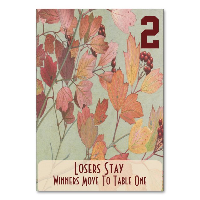 Leaves and Berries Bunco #2 Table Number (Back)