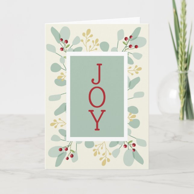 Leaves and Berries Christmas Holiday Card (Front)