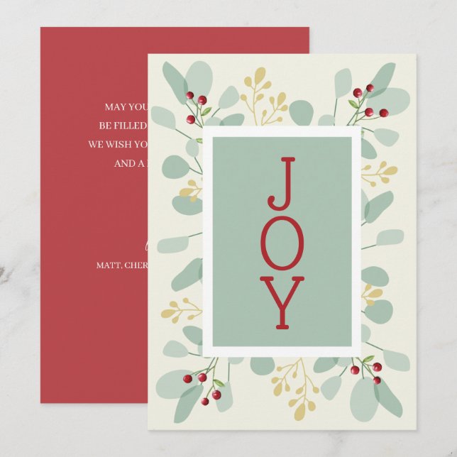 Leaves and Berries Christmas Non Photo Holiday Card (Front/Back)