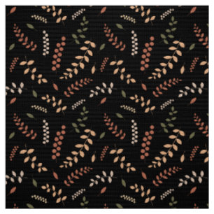 Leaves and berries on black fabric