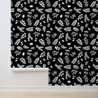 Leaves and Berries Pattern - Black | White