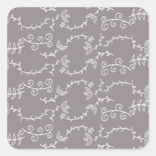 leaves and berries square sticker