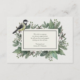 Leaves and Bird Bereavement Thank You Card