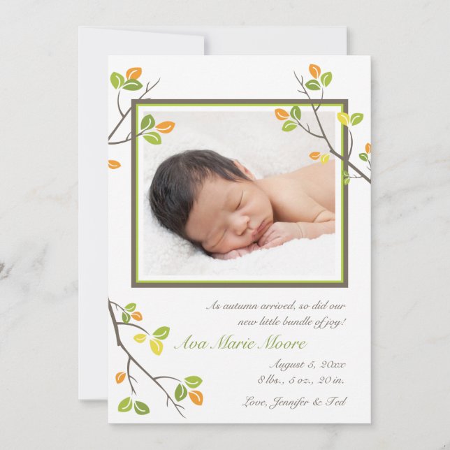 Leaves and Branches Birth Announcement (Front)