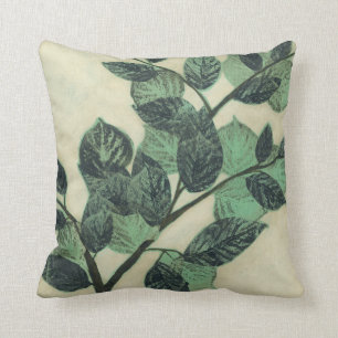 Leaves and Branches on Cream Background Cushion