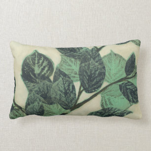 Leaves and Branches on Cream Background Lumbar Cushion