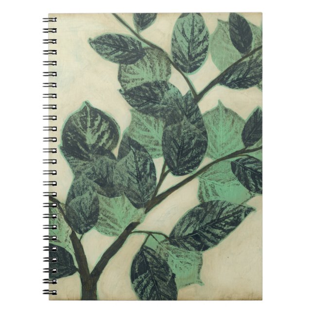Leaves and Branches on Cream Background Notebook (Front)