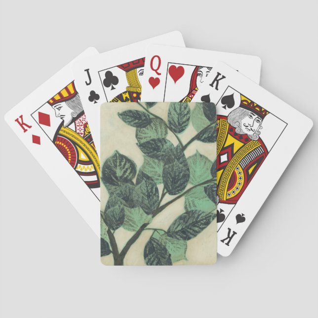 Leaves and Branches on Cream Background Playing Cards (Back)