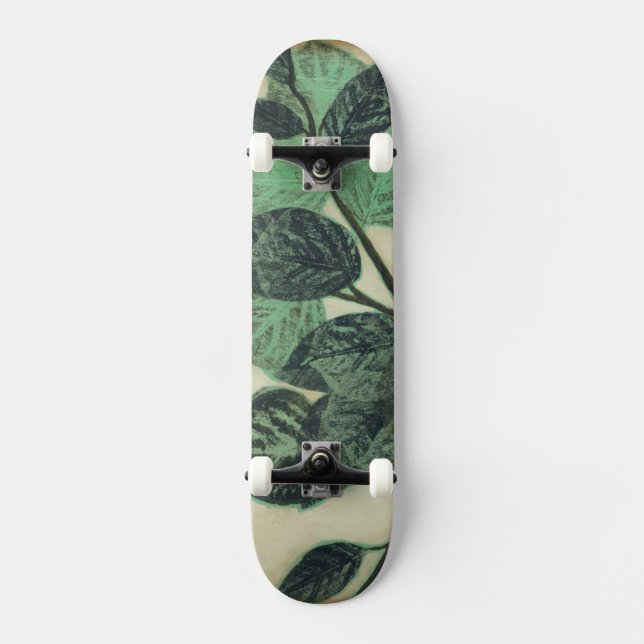 Leaves and Branches on Cream Background Skateboard (Front)