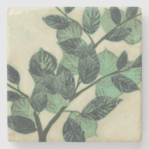 Leaves and Branches on Cream Background Stone Coaster