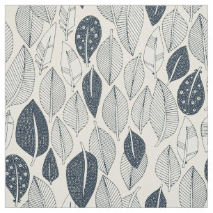 leaves and feathers cream fabric