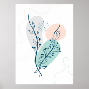 Leaves and flower background  poster