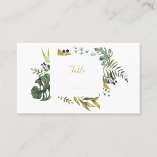 Leaves and flower wreath, border table number place card