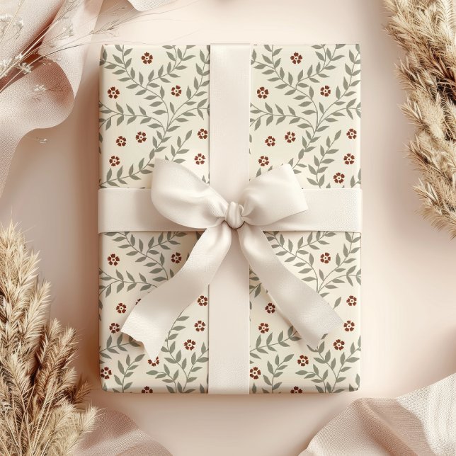 Leaves and flowers festive wrapping paper (Creator Uploaded)