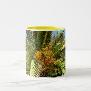 Leaves and flowers of a palm tree Two-Tone coffee mug