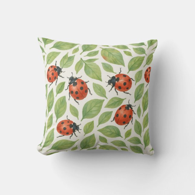 Leaves and Ladybugs  Cushion (Front)