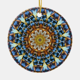 Leaves and Pebbles Mandala Ceramic Tree Decoration