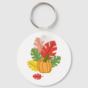 Leaves and Pumpkins Key Ring