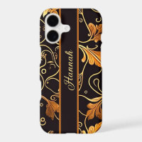 Leaves and rocks orange to black pattern