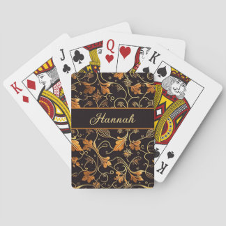 Leaves and rocks orange to black pattern playing cards