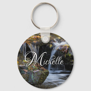 Leaves And Waterfalls Custom Keychain