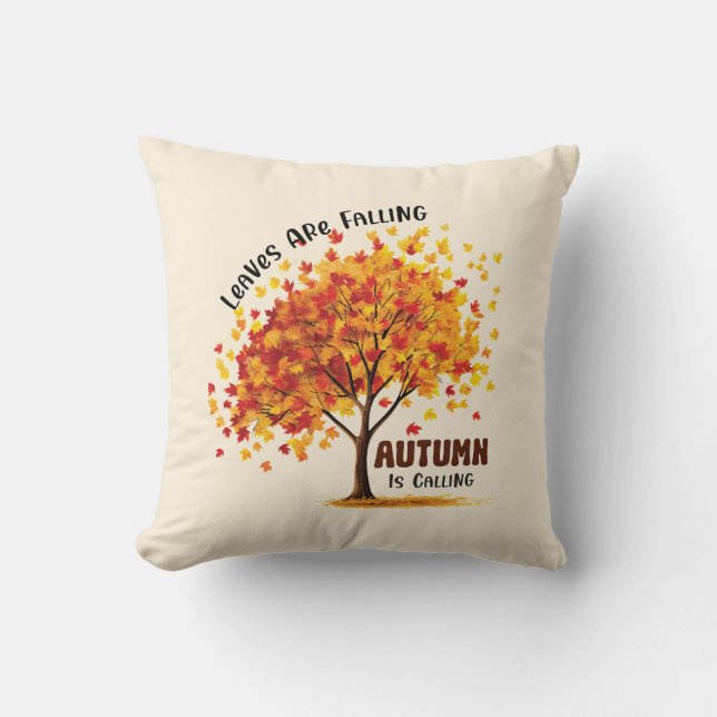 Leaves Are Falling, Autumn Is Calling – Cosy Fall  Cushion (Front)