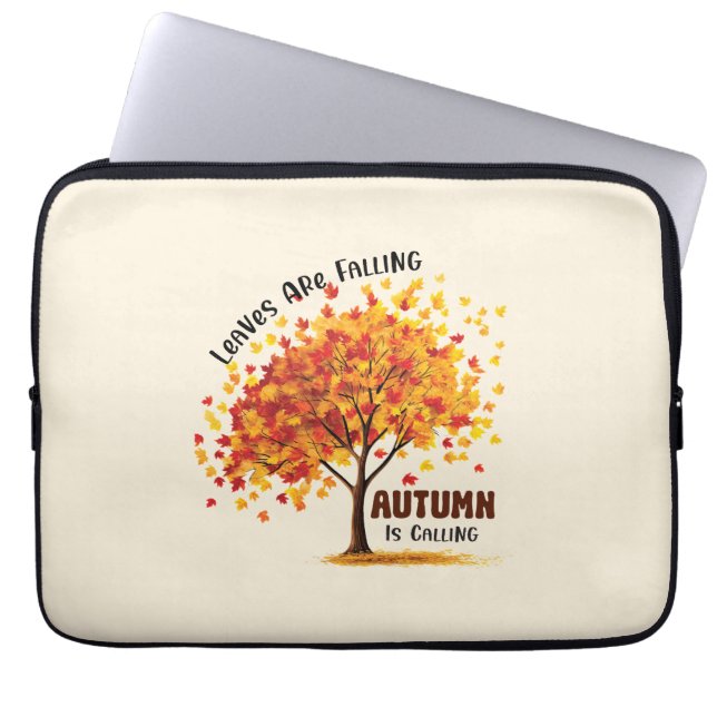 Leaves Are Falling, Autumn Is Calling – Cosy Fall  Laptop Sleeve (Front)