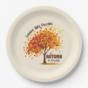 Leaves Are Falling, Autumn Is Calling – Cosy Fall  Paper Plate